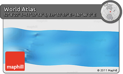 Physical Panoramic Map of the Area around 51° 51' 10" S, 140° 19' 29" E