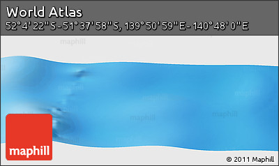 Physical Panoramic Map of the Area around 51° 51' 10" S, 140° 19' 29" E