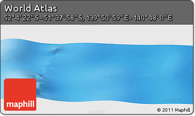 Physical Panoramic Map of the Area around 51° 51' 10" S, 140° 19' 29" E