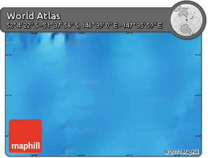 Physical Map of the Area around 51° 51' 10" S, 147° 7' 30" E