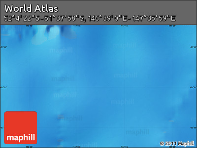 Physical Map of the Area around 51° 51' 10" S, 147° 7' 30" E