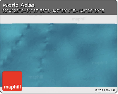 Satellite 3D Map of the Area around 51° 51' 10" S, 147° 58' 29" E