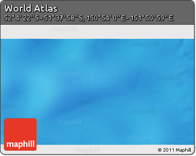 Physical 3D Map of the Area around 51° 51' 10" S, 151° 22' 30" E