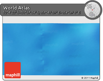 Physical 3D Map of the Area around 51° 51' 10" S, 158° 10' 30" E