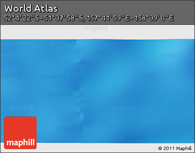 Physical 3D Map of the Area around 51° 51' 10" S, 158° 10' 30" E