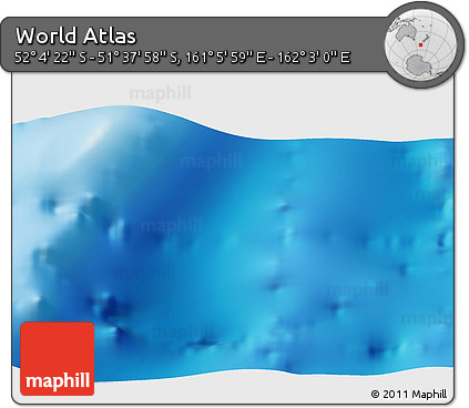 Physical 3D Map of the Area around 51° 51' 10" S, 161° 34' 29" E