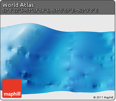 Physical 3D Map of the Area around 51° 51' 10" S, 161° 34' 29" E