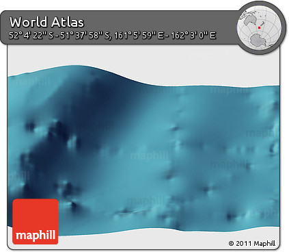 Satellite 3D Map of the Area around 51° 51' 10" S, 161° 34' 29" E