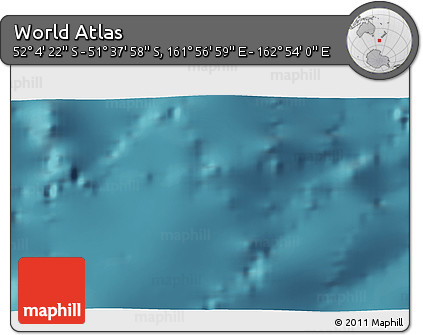 Satellite 3D Map of the Area around 51° 51' 10" S, 162° 25' 30" E