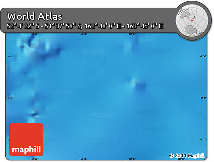 Physical Map of the Area around 51° 51' 10" S, 163° 16' 30" E