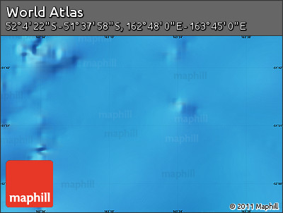 Physical Map of the Area around 51° 51' 10" S, 163° 16' 30" E