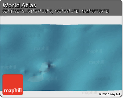 Satellite 3D Map of the Area around 51° 51' 10" S, 164° 7' 30" E