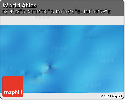 Shaded Relief 3D Map of the Area around 51° 51' 10" S, 164° 7' 30" E