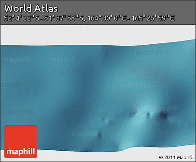 Satellite 3D Map of the Area around 51° 51' 10" S, 164° 58' 29" E