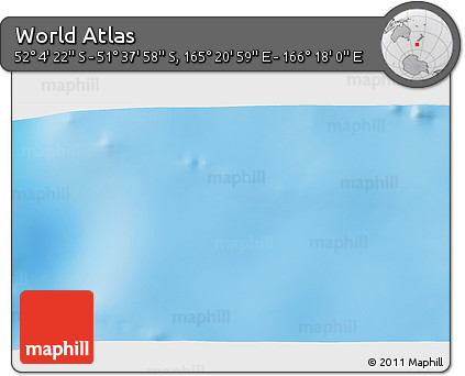 Physical 3D Map of the Area around 51° 51' 10" S, 165° 49' 29" E