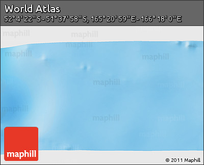 Physical 3D Map of the Area around 51° 51' 10" S, 165° 49' 29" E