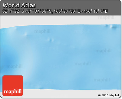 Physical 3D Map of the Area around 51° 51' 10" S, 165° 49' 29" E