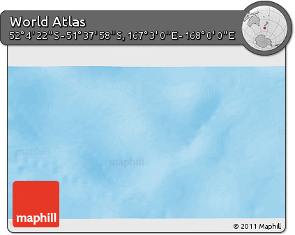 Physical 3D Map of the Area around 51° 51' 10" S, 167° 31' 30" E