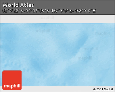 Physical 3D Map of the Area around 51° 51' 10" S, 167° 31' 30" E