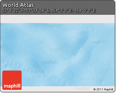 Physical 3D Map of the Area around 51° 51' 10" S, 167° 31' 30" E