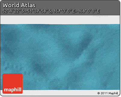 Satellite 3D Map of the Area around 51° 51' 10" S, 167° 31' 30" E
