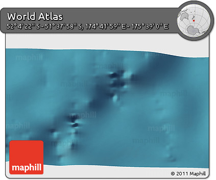 Satellite 3D Map of the Area around 51° 51' 10" S, 175° 10' 30" E