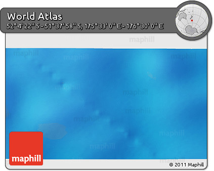 Physical 3D Map of the Area around 51° 51' 10" S, 176° 1' 30" E