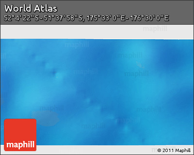 Physical 3D Map of the Area around 51° 51' 10" S, 176° 1' 30" E