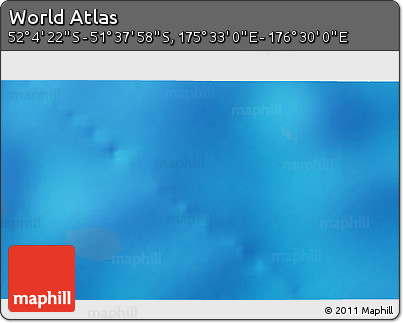 Physical 3D Map of the Area around 51° 51' 10" S, 176° 1' 30" E