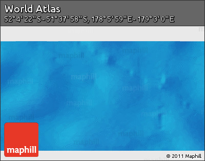 Physical 3D Map of the Area around 51° 51' 10" S, 178° 34' 29" E
