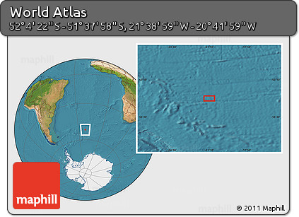 Satellite Location Map of the Area around 51° 51' 10" S, 21° 10' 29" W