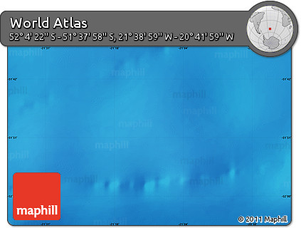 Shaded Relief Map of the Area around 51° 51' 10" S, 21° 10' 29" W