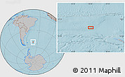 Gray Location Map of the area around 51° 51' 10" S, 42° 25' 29" W, hill shading