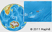 Physical Location Map of the area around 51° 51' 10" S, 53° 37' 30" E