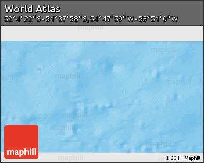 Physical 3D Map of the Area around 51° 51' 10" S, 54° 19' 30" W