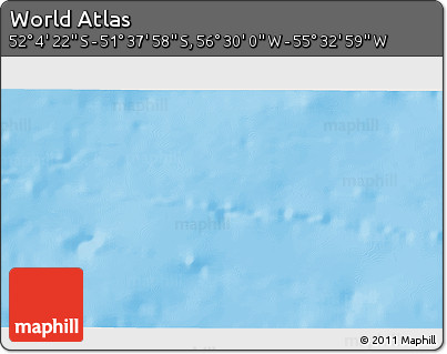 Shaded Relief 3D Map of the Area around 51° 51' 10" S, 56° 1' 29" W