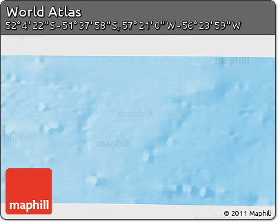 Physical 3D Map of the Area around 51° 51' 10" S, 56° 52' 30" W
