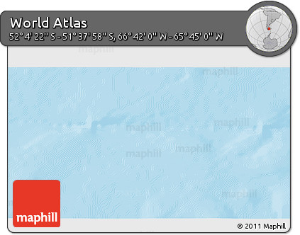 Shaded Relief 3D Map of the Area around 51° 51' 10" S, 66° 13' 29" W