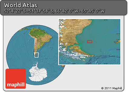 Satellite Location Map of the Area around 51° 51' 10" S, 66° 13' 29" W