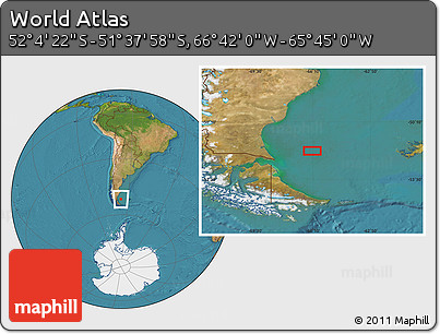 Satellite Location Map of the Area around 51° 51' 10" S, 66° 13' 29" W