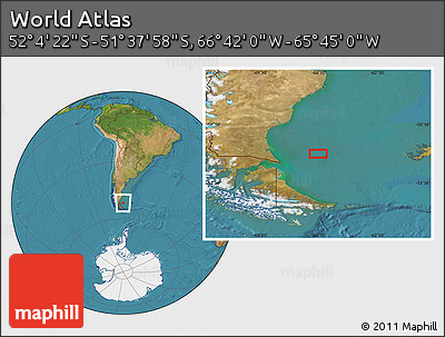 Satellite Location Map of the Area around 51° 51' 10" S, 66° 13' 29" W