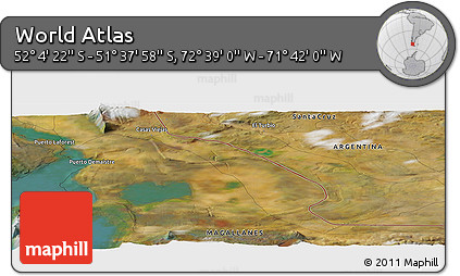 Satellite Panoramic Map of the Area around 51° 51' 10" S, 72° 10' 30" W