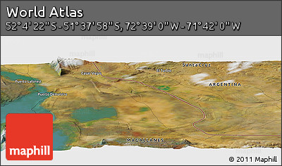 Satellite Panoramic Map of the Area around 51° 51' 10" S, 72° 10' 30" W