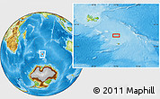 Physical Location Map of the area around 51° 51' 10" S, 73° 10' 30" E