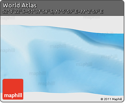 Physical 3D Map of the Area around 51° 51' 10" S, 76° 34' 29" E