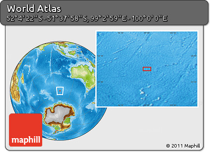 Physical Location Map of the Area around 51° 51' 10" S, 99° 31' 30" E