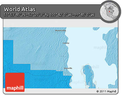 Political 3D Map of the Area around 52° 6' 54" N, 100° 13' 29" W