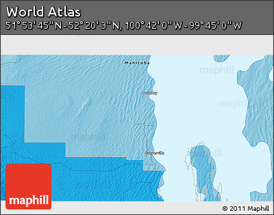 Political 3D Map of the Area around 52° 6' 54" N, 100° 13' 29" W