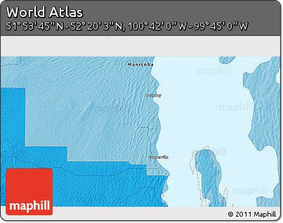 Political 3D Map of the Area around 52° 6' 54" N, 100° 13' 29" W