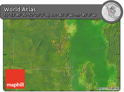 Satellite Map of the Area around 52° 6' 54" N, 100° 13' 29" W